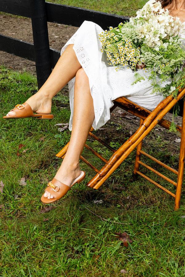 Patricia Green Patricia Green Women’s Charlie Bamboo Buckle Sandal In Cognac Leather