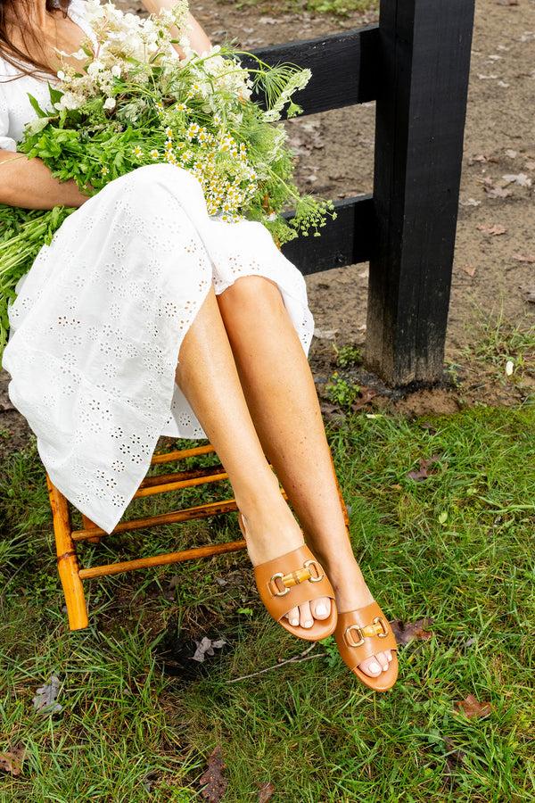 Patricia Green Patricia Green Women’s Charlie Bamboo Buckle Sandal In Cognac Leather