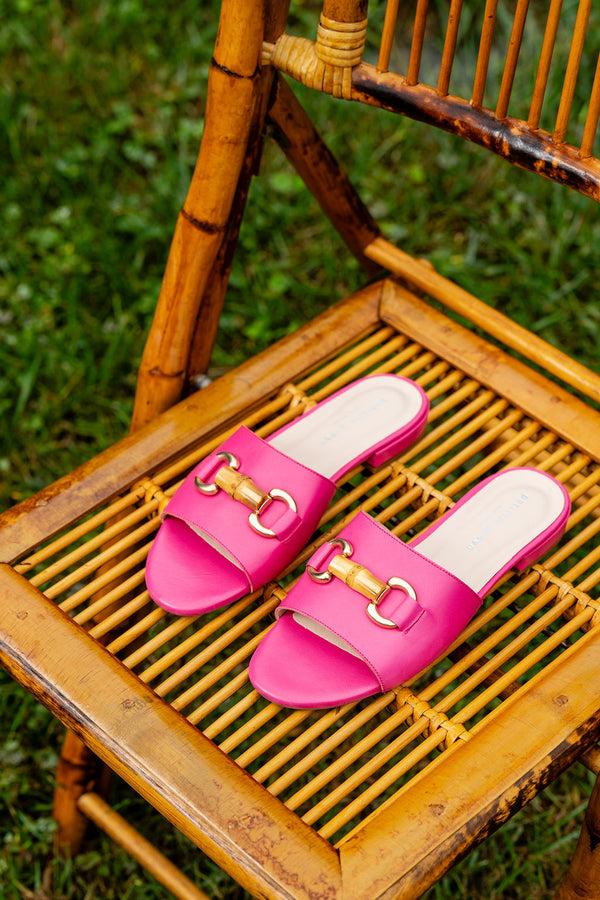 Patricia Green Patricia Green Women’s Charlie Bamboo Buckle Sandal In Hot Pink Leather