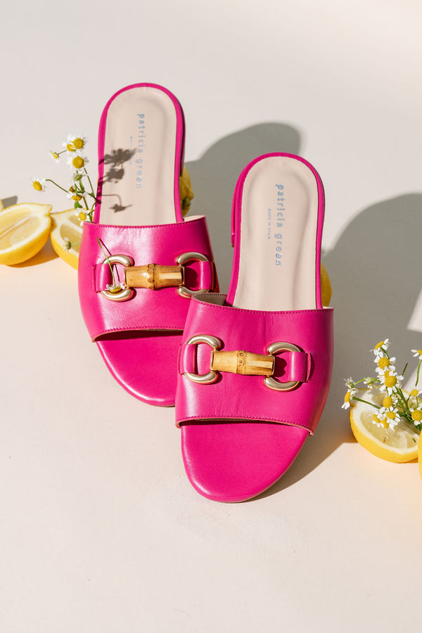 Patricia Green Patricia Green Women’s Charlie Bamboo Buckle Sandal In Hot Pink Leather