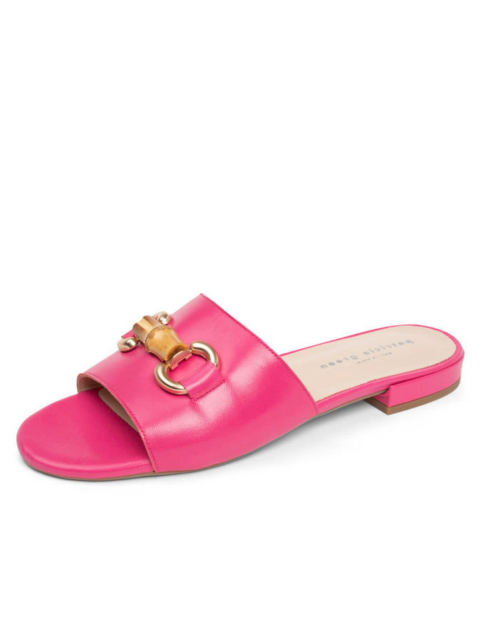 patricia green Patricia Green Women’s Charlie Bamboo Buckle Sandal in Hot Pink Leather