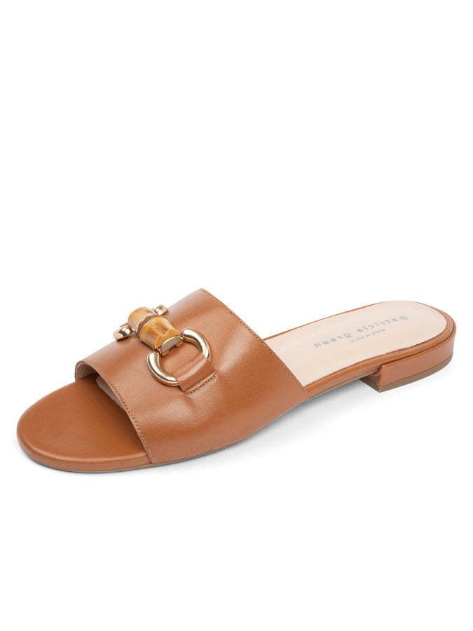 patricia green Patricia Green Women’s Charlie Bamboo Buckle Sandal in Cognac Leather