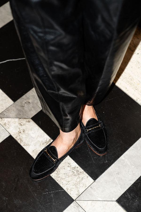 Patricia Green Patricia Green Women’s Chloe Horsebit Belgian Loafer In Black Velvet