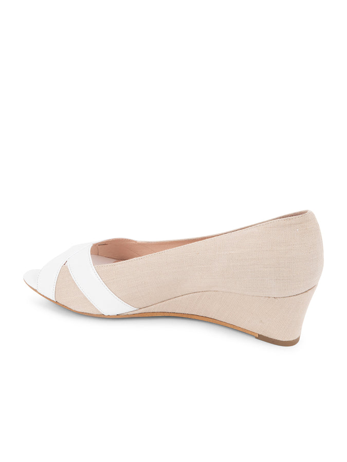 Patricia Green Patricia Green Women’s Como Peep Toe Wedge In Natural/White