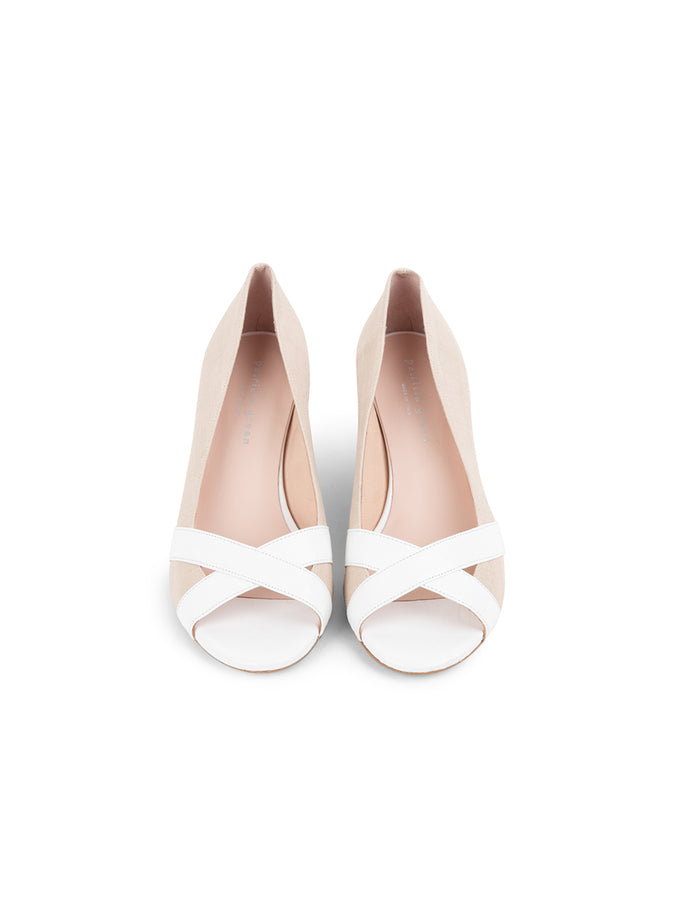 Patricia Green Patricia Green Women’s Como Peep Toe Wedge In Natural/White