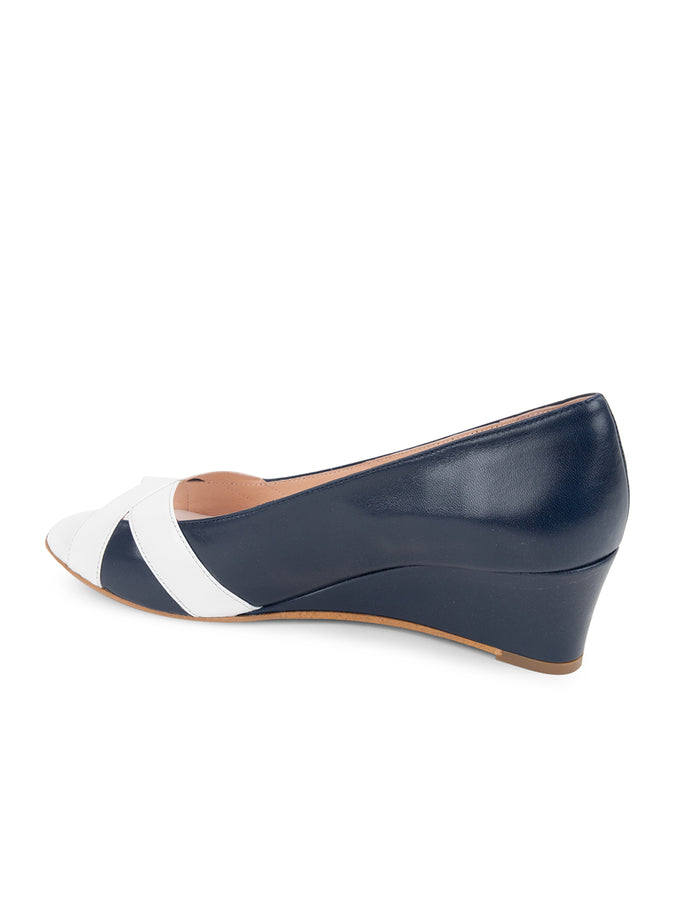 Patricia Green Patricia Green Women’s Como Peep Toe Wedge In Navy/White