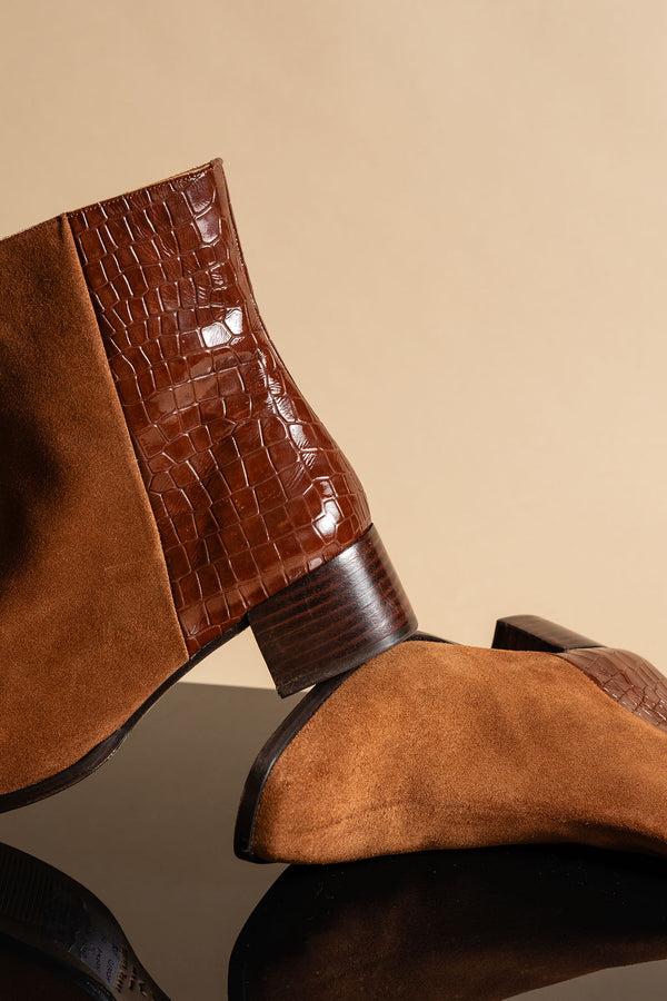 Patricia Green Patricia Green Women’s Dylan Croc Embellished Boot In Cognac