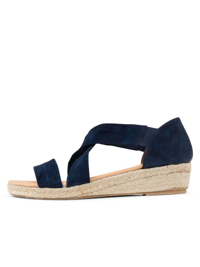 Patricia Green Patricia Green Women’s Eliza Criss-Cross Elastic Espadrille Sandal In Navy Suede