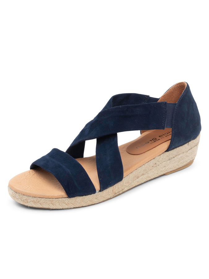 patricia green Patricia Green Women’s Eliza Criss-Cross Elastic Espadrille Sandal in Navy Suede
