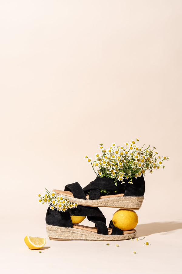 Patricia Green Patricia Green Women’s Eliza Criss-Cross Elastic Espadrille Sandal In Black Suede