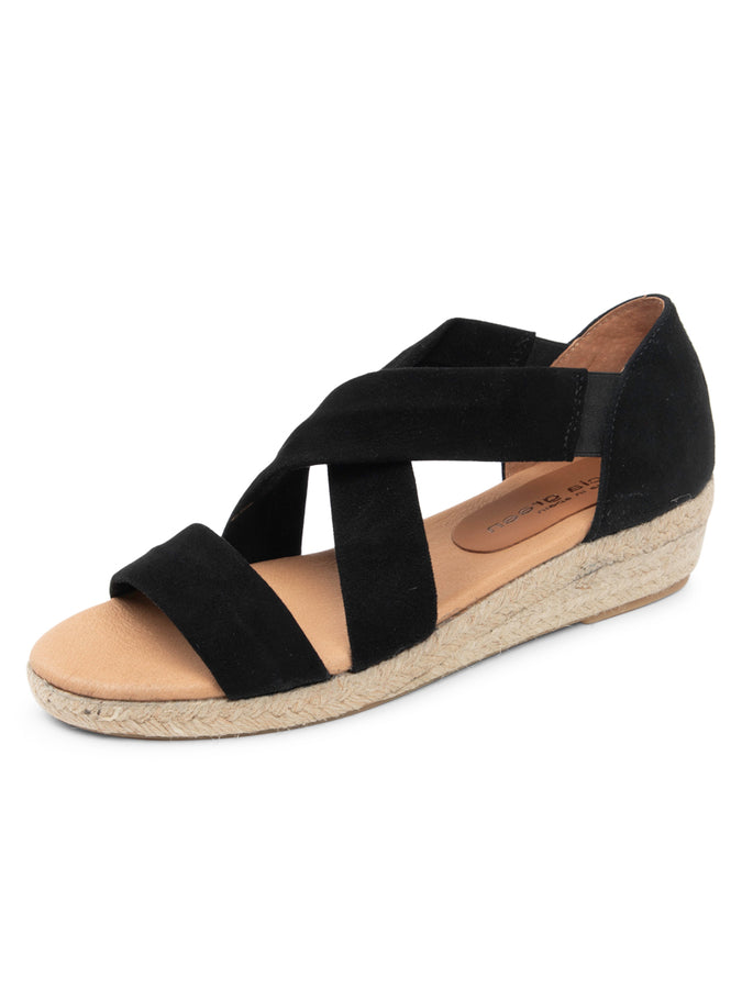 patricia green Patricia Green Women’s Eliza Criss-Cross Elastic Espadrille Sandal in Black Suede