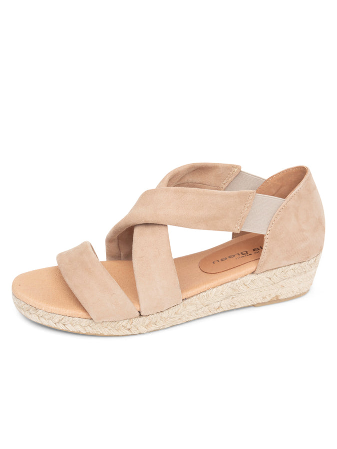 patricia green Patricia Green Women’s Eliza Criss-Cross Elastic Espadrille Sandal in Taupe Suede