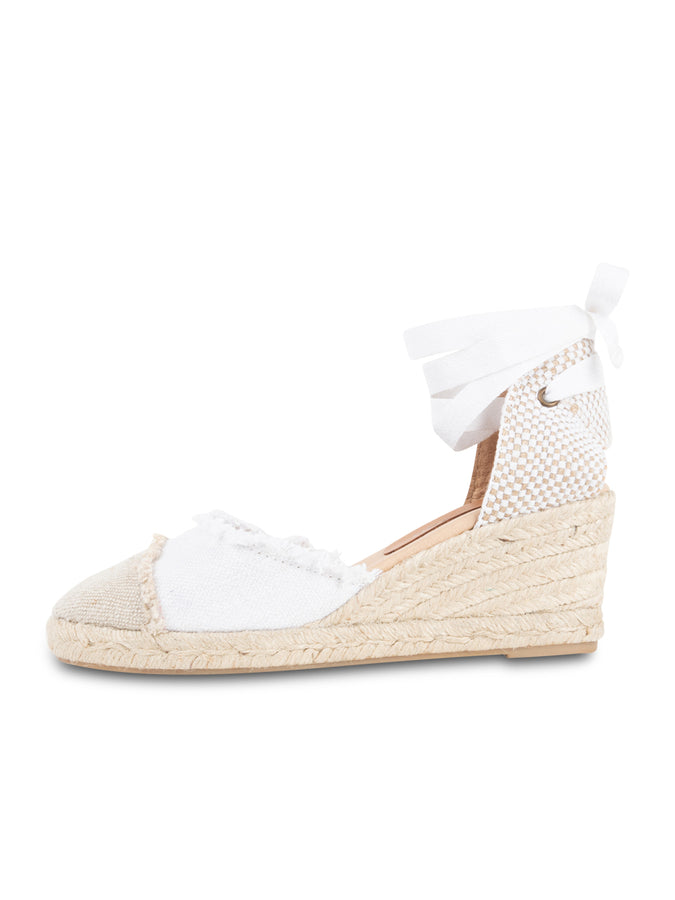Patricia Green Patricia Green Women’s Elle Cap Toe Lace Up Espadrille In White/Camel