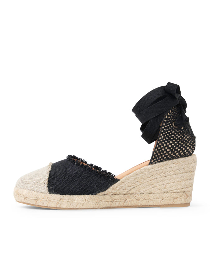 Patricia Green Patricia Green Women’s Elle Cap Toe Lace Up Espadrille In Black/natural