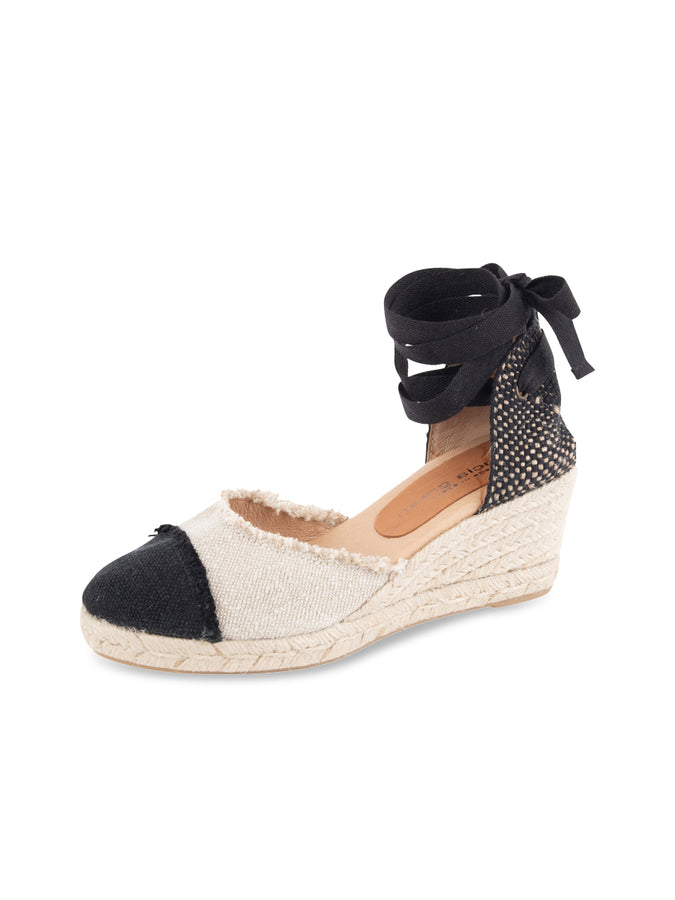 patricia green Patricia Green Women’s Elle Cap Toe Lace Up Espadrille in Natural/Black