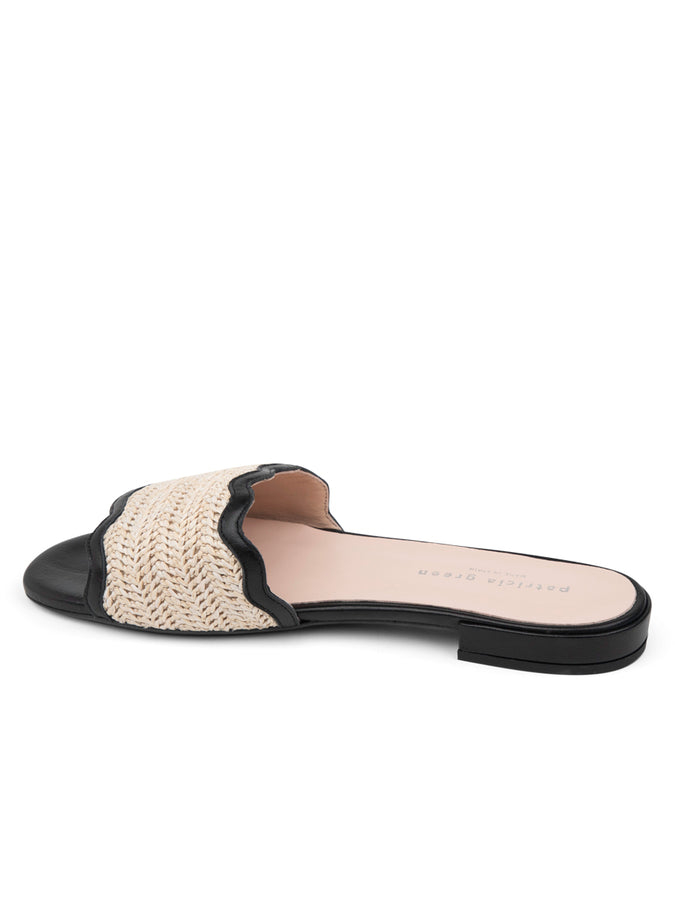 Patricia Green Patricia Green Women’s Emma Scalloped Raffia Flat Sandal In Black