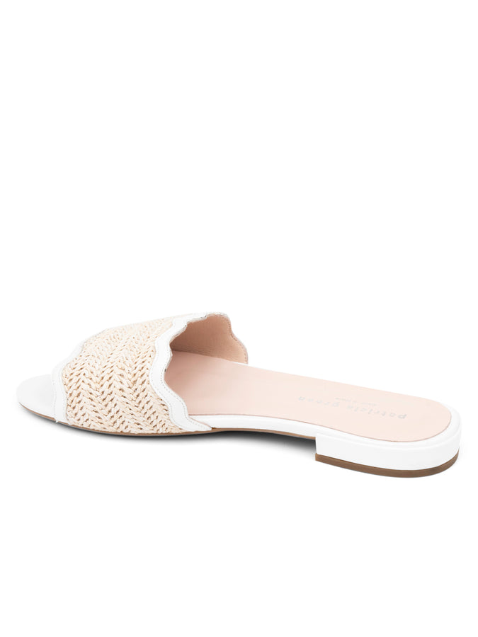 Patricia Green Patricia Green Women’s Emma Scalloped Raffia Flat Sandal In White