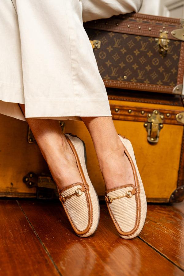 Patricia Green Patricia Green Women’s Finn Raffia Driving Moccasin In Natural Raffia/Whisky Leather