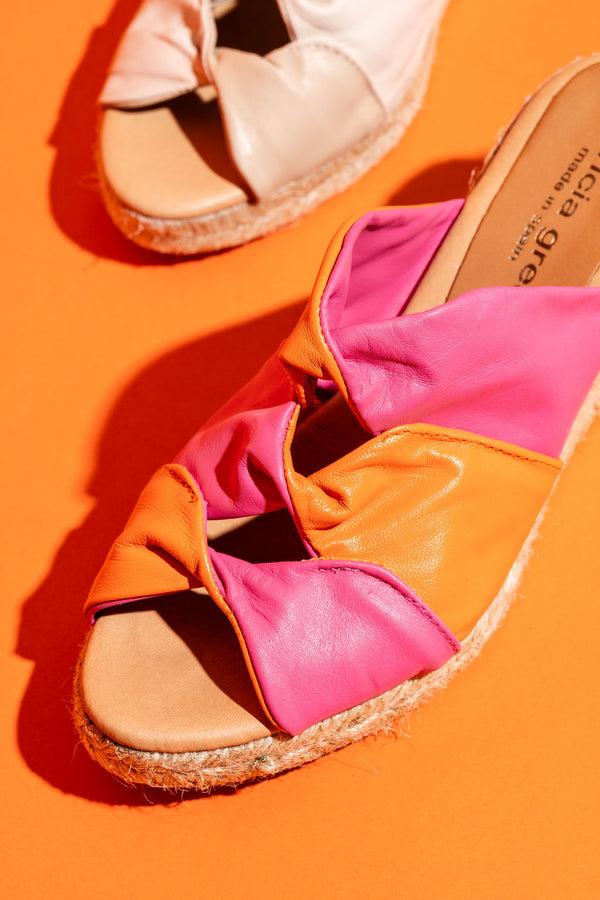 Patricia Green Patricia Green Women’s Ginger Twisted Leather Espadrille In Pink/Orange