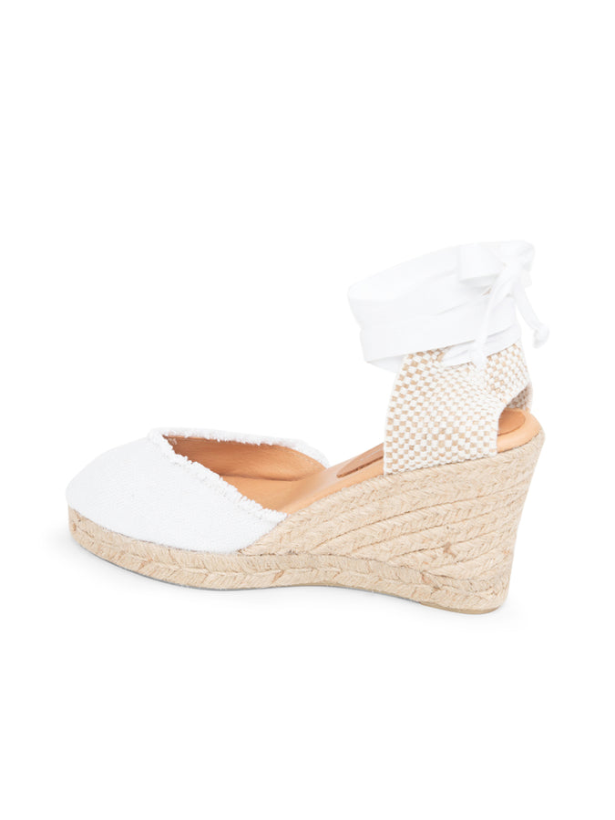 Patricia Green Patricia Green Women’s Gwen Frayed Closed Toe Lace Up Espadrille In White