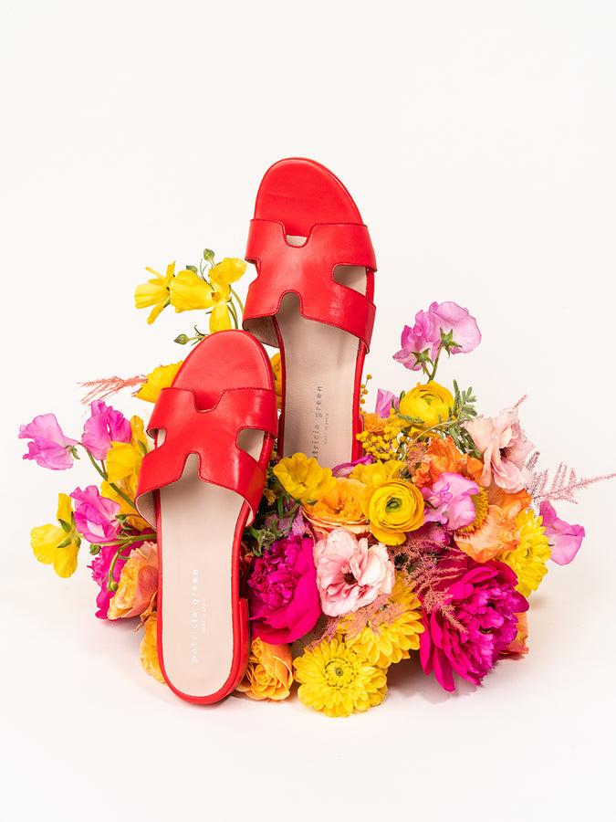 Patricia Green Patricia Green Women’s Hallie Flat Sandal In Red Leather