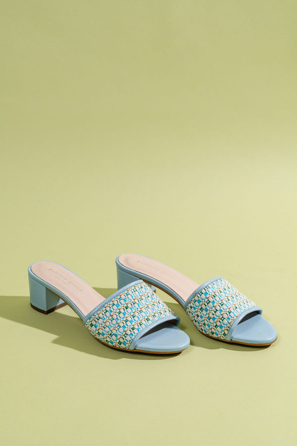 Patricia Green Patricia Green Women’s Harper Raffia Block Heel Sandal In Sky Blue