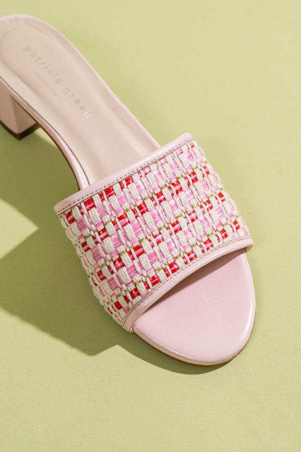 Patricia Green Patricia Green Women’s Harper Raffia Block Heel Sandal In Blush Pink