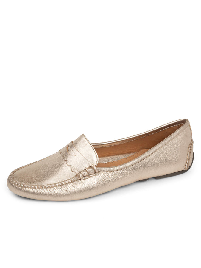 patricia green Patricia Green Women’s Janet Scalloped Penny Loafer Driving Shoe in Gold