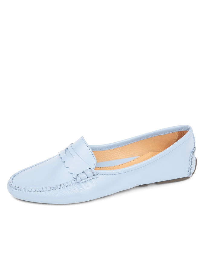 patricia green Patricia Green Women’s Janet Scalloped Penny Loafer Driving Shoe in French Blue