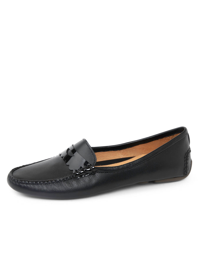 patricia green Patricia Green Women’s Janet Scalloped Penny Loafer Driving Shoe in Black