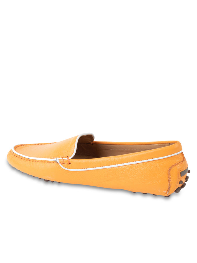 Patricia Green Patricia Green Women’s Jill Piped Driving Moccasin In Tangerine