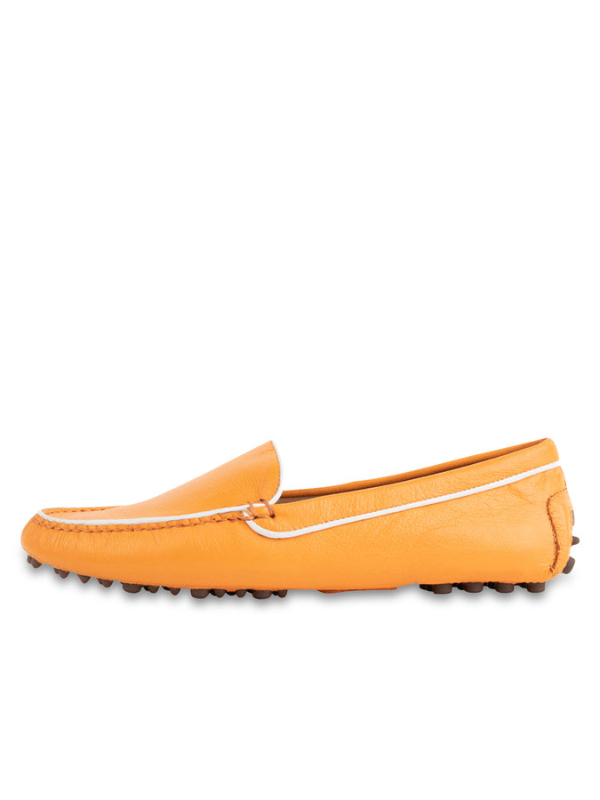 Patricia Green Patricia Green Women’s Jill Piped Driving Moccasin In Tangerine