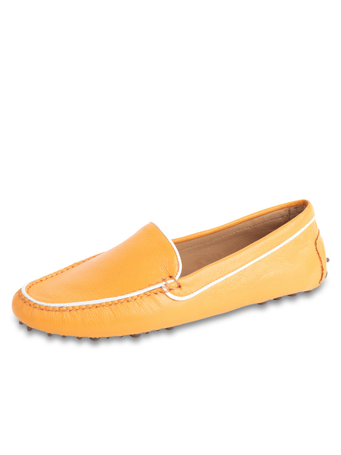 patricia green Patricia Green Women’s Jill Piped Driving Moccasin in Tangerine