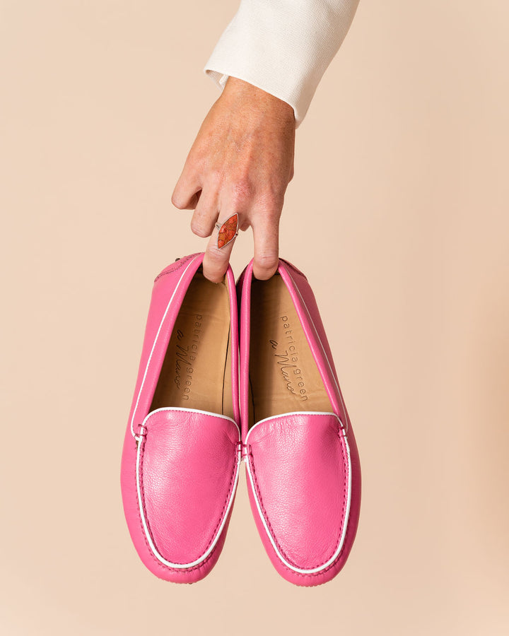 Patricia Green Patricia Green Women’s Jill Piped Driving Moccasin In Hot Pink
