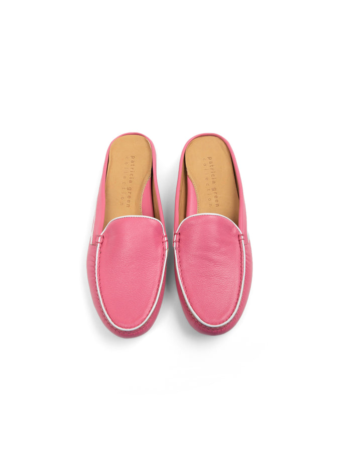 Patricia Green Patricia Green Women’s Jill Piped Mule In Hot Pink/White Leather