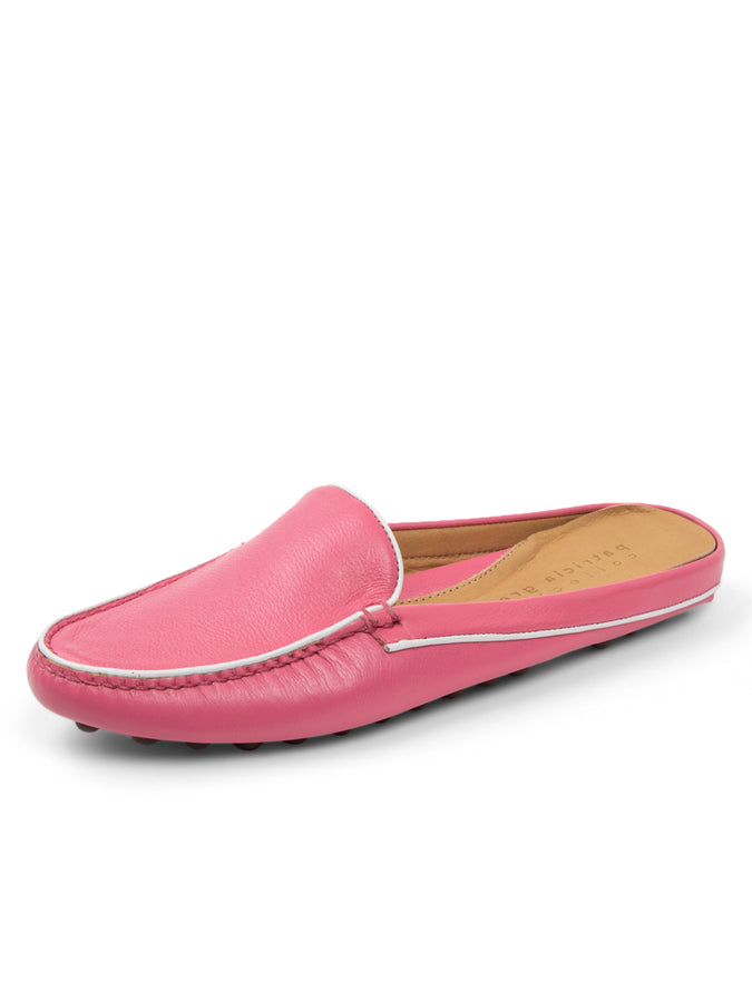 patricia green Patricia Green Women’s Jill Piped Mule in Hot Pink/White Leather