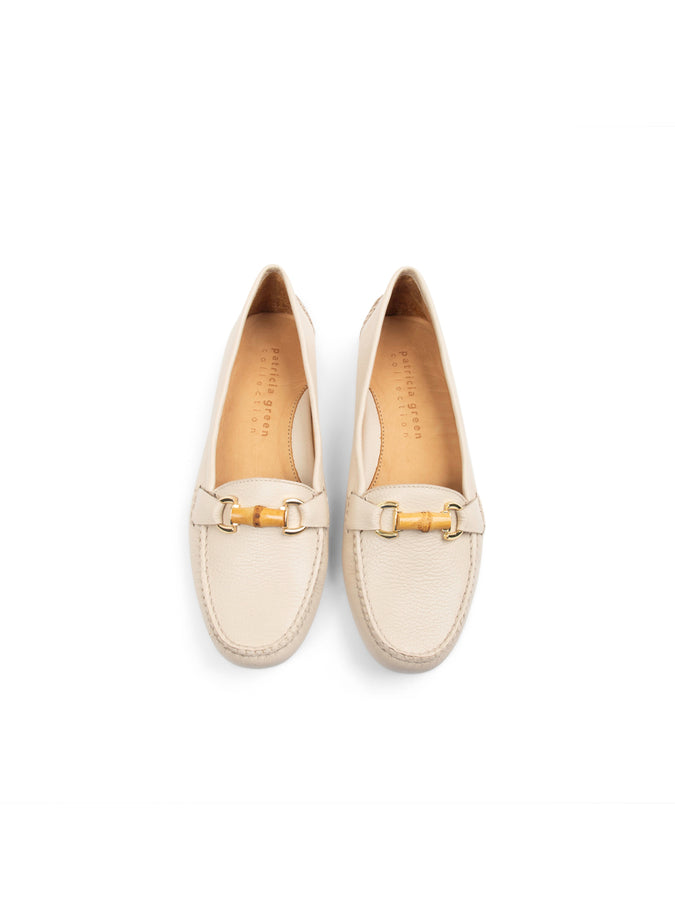 Patricia Green Patricia Green Women’s Jillian Bamboo Horsebit Driver In Cream Leather