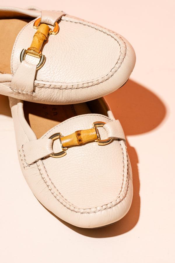 Patricia Green Patricia Green Women’s Jillian Bamboo Horsebit Driver In Cream Leather