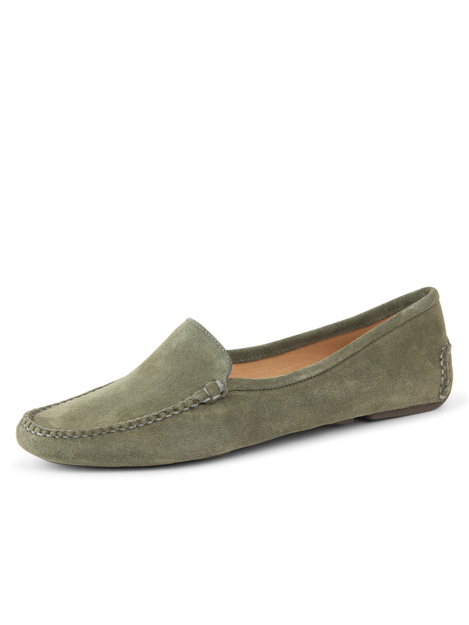 patricia green Patricia Green Women’s Jillian Driving Moccasin in Olive Suede