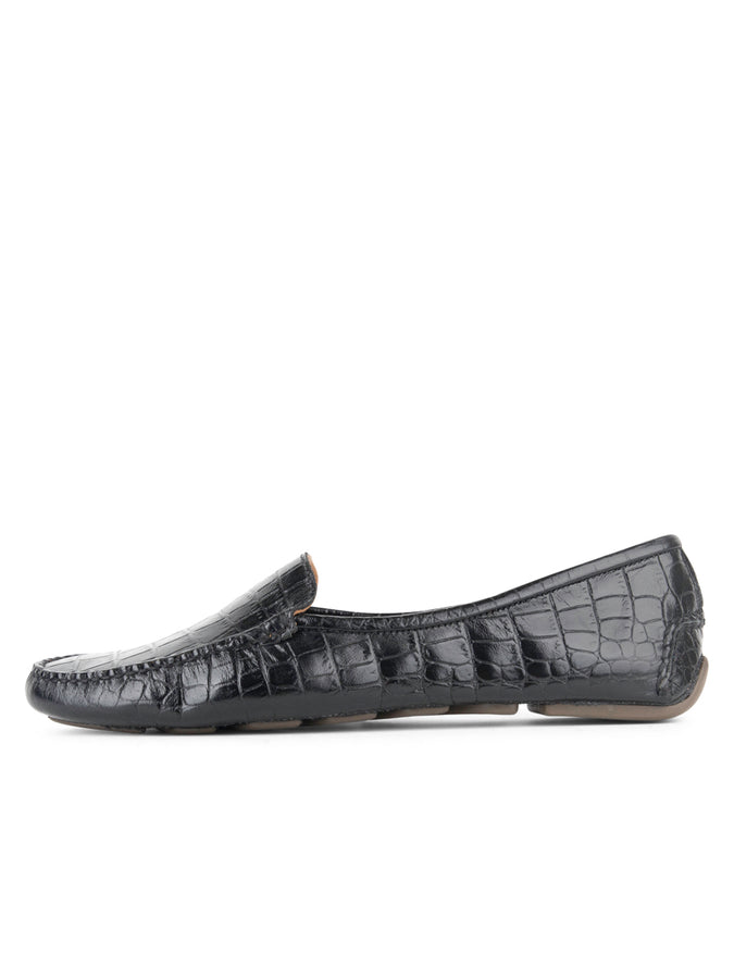 Patricia Green Patricia Green Women’s Jillian Driving Moccasin In Crocodile In Black Crocodile