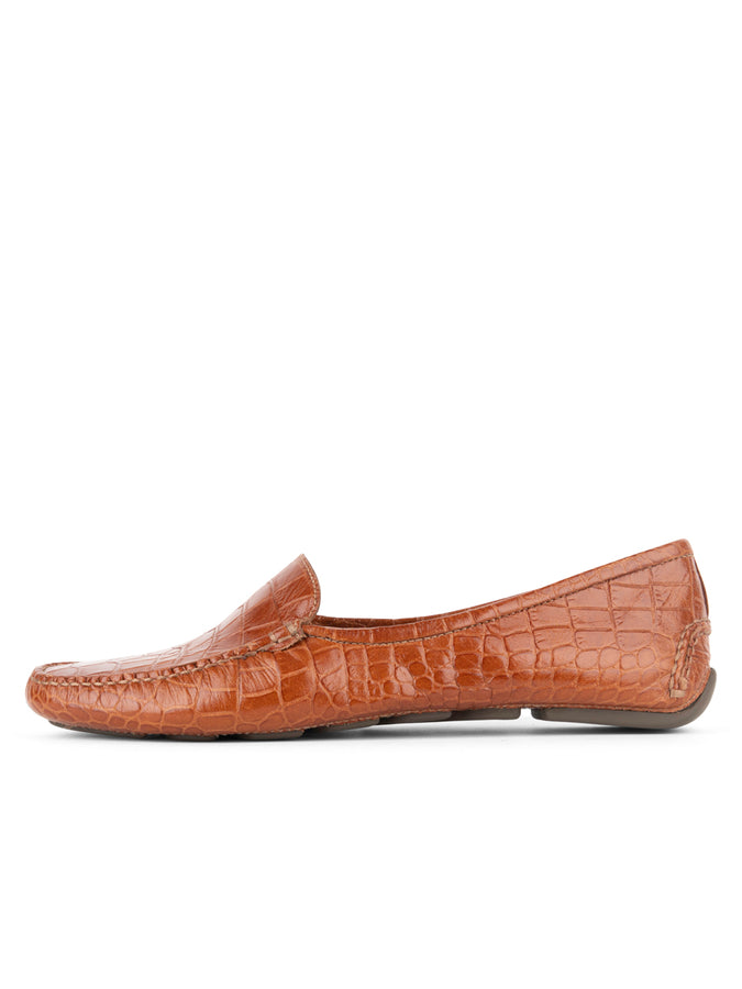 Patricia Green Patricia Green Women’s Jillian Driving Moccasin In Crocodile In Cognac Crocodile