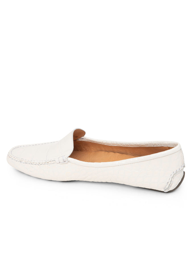 Patricia Green Patricia Green Women’s Jillian Driving Moccasin In Crocodile In Bone Crocodile