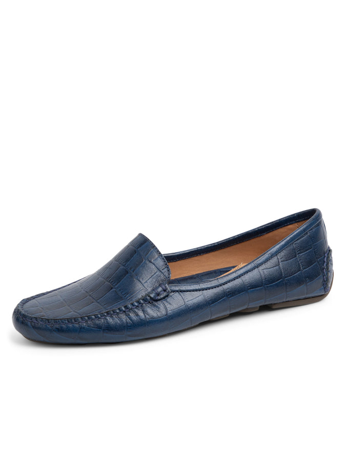 patricia green Patricia Green Women’s Jillian Driving Moccasin in Crocodile in Navy Crocodile