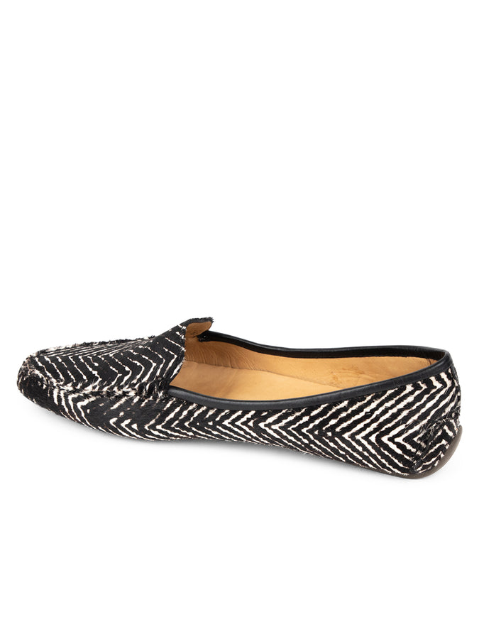 Patricia Green Patricia Green Women’s Jillian Driving Moccasin In Haircalf In Black & White Herringbone Haircalf