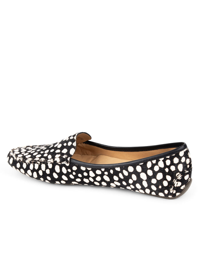 Patricia Green Patricia Green Women’s Jillian Driving Moccasin In Haircalf In Black & White Spotted