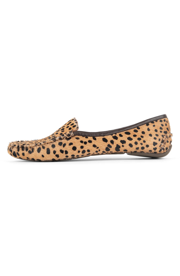 Patricia Green Patricia Green Women’s Jillian Driving Moccasin In Haircalf In Tan & Black Spotted