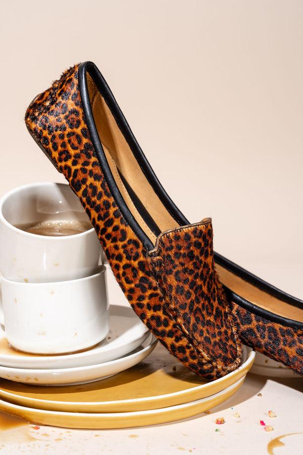 Patricia Green Patricia Green Women’s Jillian Driving Moccasin In Haircalf In Dark Brown Leopard Haircalf