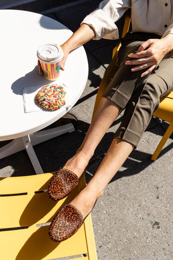 Patricia Green Patricia Green Women’s Jillian Driving Moccasin In Haircalf In Dark Brown Leopard Haircalf