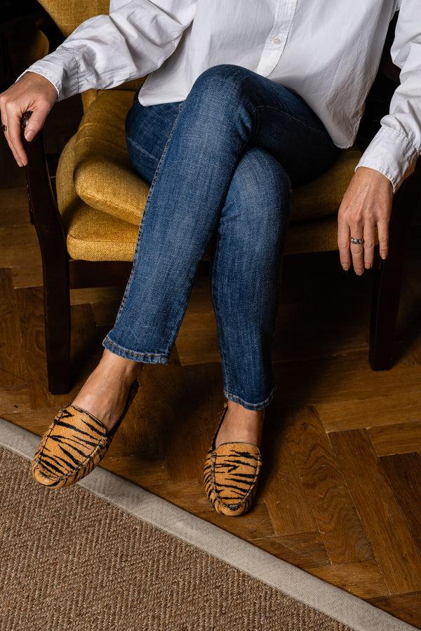 Patricia Green Patricia Green Women’s Jillian Driving Moccasin In Haircalf In Tiger Haircalf