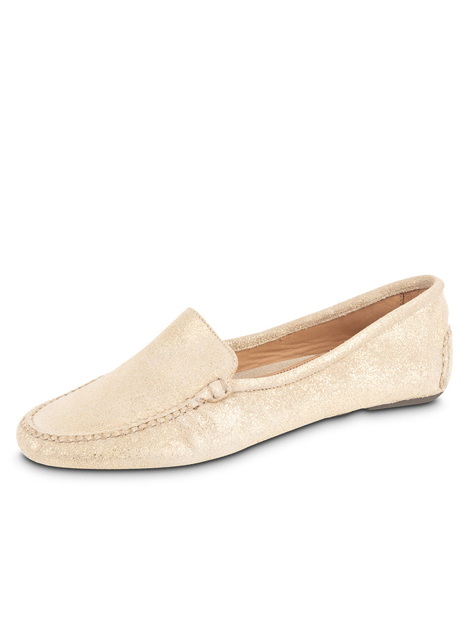 patricia green Patricia Green Women’s Jillian Driving Moccasin in Suede in Gold